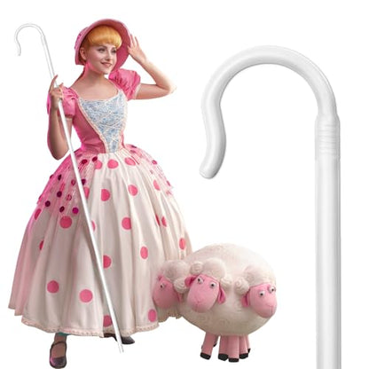 2-Pack Adjustable Shepherd Staff Set – White & Brown 63IN Crook Canes for Nativity, Halloween & Wizard Costumes