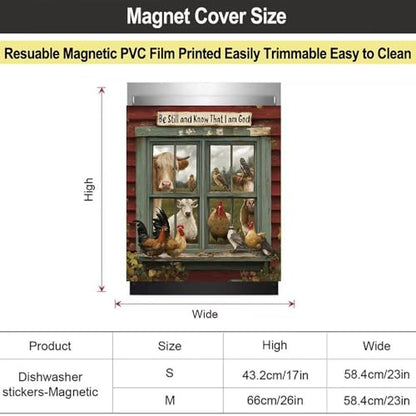 Farmhouse Animals Dishwasher Magnetic Cover,Rooster Refrigerator Magnet Cover Panel Decal, Cow Washing Machine Front Cover Magnetic Cover,Christian Appliance Panel Sticker,23"x17" - color: Animals, size: 23 W x 17 H inch