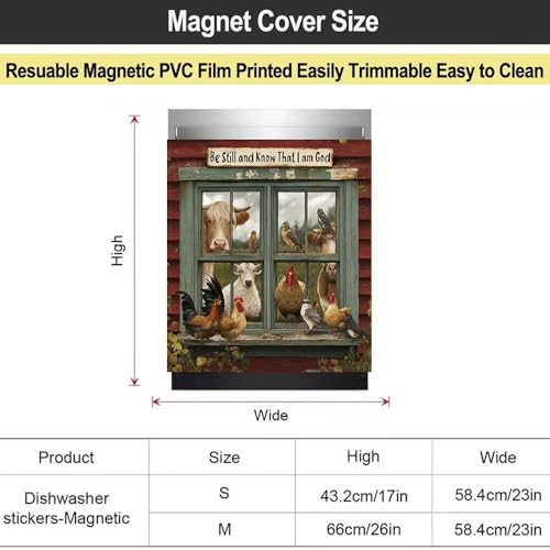 Farmhouse Animals Dishwasher Magnetic Cover,Rooster Refrigerator Magnet Cover Panel Decal, Cow Washing Machine Front Cover Magnetic Cover,Christian Appliance Panel Sticker,23"x26" - color: Animals, size: 23 W x 26 H inch