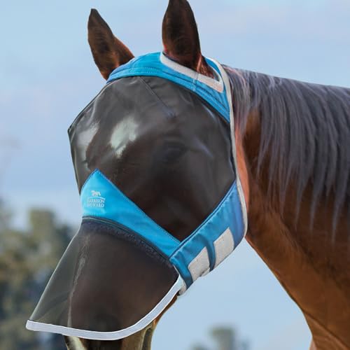 Harrison Howard CareMaster Pro Luminous Horse Fly Mask Large Eye Space Full Face Standard with Nose No Ears Voodoo Blue Full Size - color: Voodoo Blue, size: Full (Large)