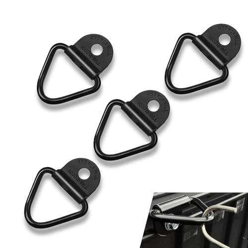 4 PCS Truck Bed Cargo Tie Down Anchors Rings, Heavy Duty V Rings Bolts Forged Lashing Ring, 1000 lbs Capacity Trailer Anchors Hooks, Universal for Trailers, Trucks, Cargo Tie Downs (Black)