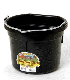 Inc Flat Back Plastic Bucket- Black 8 Quart - P8FBBLACK