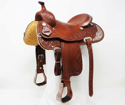 Horse Western 5" Wide Barrel Racer Engraved Aluminum Show Stirrups 51177v - color: Bronze, size: 5" Width, 5" Height