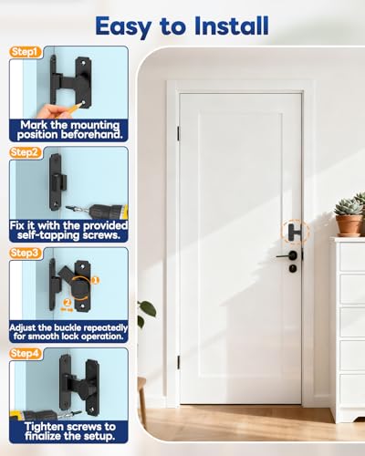 Pocket Door Lock, 90 Degree Latch, Barn Door Hardware Black 1PC - color: Black-1 Pc