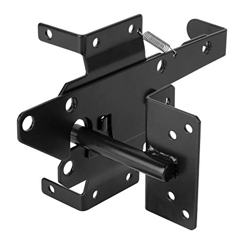 HILLMASTER Heavy Duty Self-Locking Gate Latch for Wooden Fence, Post Mount Automatic Gate Lock Gravity Door Latch Hardware for Secure Pool, Outdoor Garden, Metal Gates Vinyl Fence, Black Finish - color: Black