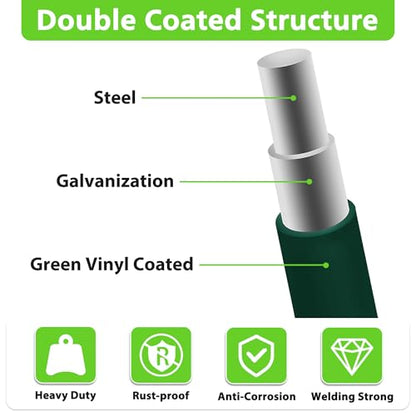Green PVC Coated Welded Wire Fencing,2"x4" 14 Gauge,60inch H x 100ft L Garden Wire Fence Roll,2/3/4/5/6ft Tall x 50/100 ft Long Hardware Cloth Metal Mesh for Yard,Farm,Chicken,Dog,Vegetable Protection - color: Green, size: 2"x4" 60inx100ft