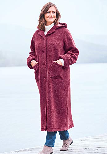 Woman Within Long Hooded Berber Fleece Coat | Women's Plus Size - color: Heather Charcoal, size: 4X