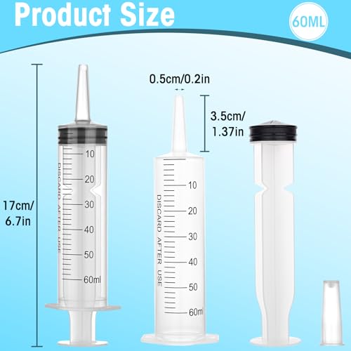 60ml Syringes without Needle, Large Plastic Liquid Syringe, 4 Pack