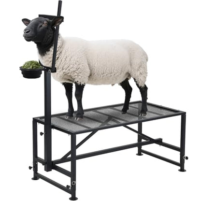 800 LBs Goat Stand with Feed Bin, Adjustable Size Goat Milking Stand