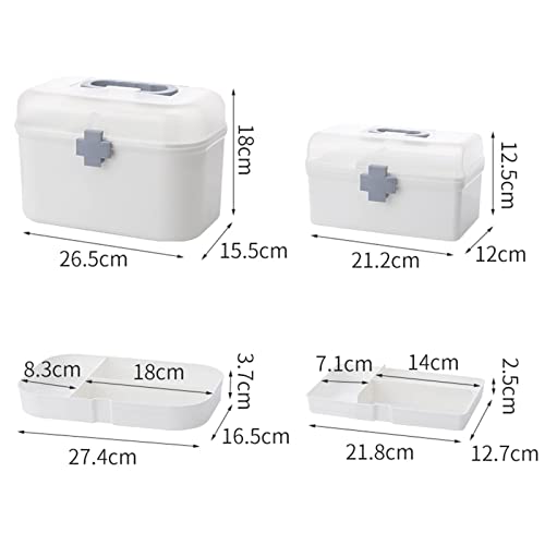 Portable First Aid Carrying Case Organizer Bin Medicine Storage Box with Organizing Holder with Handle Stationery, Clear, 21.2x12x12.5CM