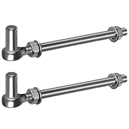 Insaga J Bolt Gate Hinge, 304 Stainless Steel Farm Gate Hinges, M12 x 10'' Gate Hinge Bolt 5/8'' for Chain Link Fence/Farm/Wooden Fence/Driveway, Supports up to 500lbs, 2pcs - color: M12-10''-2PCS