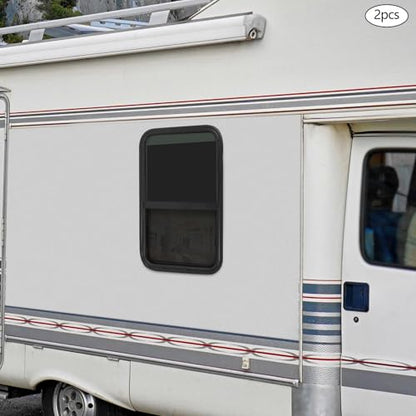 Vertical Sliding Black RV Window for Teardrop, Cargo, Horse Trailer, Marine Camper Window Replacement,18" Wide x 30" Tall, 2 Pack (18"x30") - size: 18"x30"