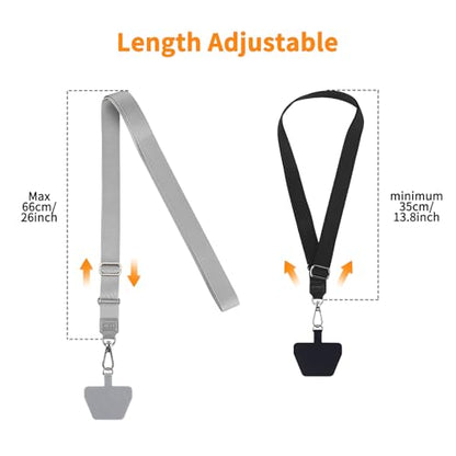 CACOE Phone Lanyard, Black+Gray, 2 Pack - color: Black+gray, size: 21.65"