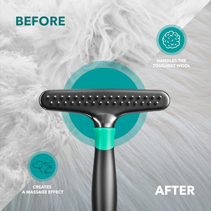 DOGI Deshedding Brush Comb - Undercoat Rake for Dogs, Cats, Short, Long Hair Coats - Double Row Stainless Steel Pins - Reduce Shedding by 90% (Green) - color: Green