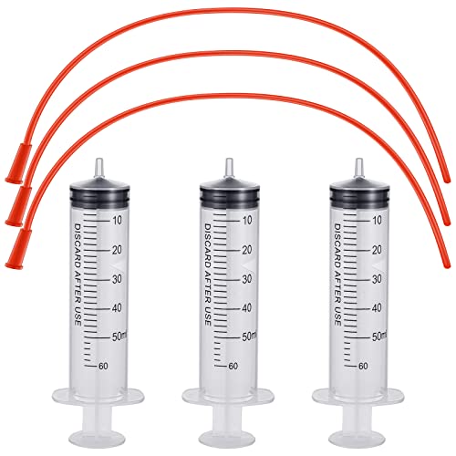 3 Sets Puppy Kitten Feeding Tube Kit, 3 Pcs 60 ml Clear Plastic Goat Syringe 3 Pcs 14 FR Red Rubber Feeding Tube, Feeding Syringe Feeding Tube Supplies for Lamb Goat Animals