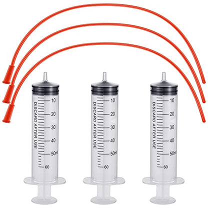 3 Sets Puppy Kitten Feeding Tube Kit, 3 Pcs 60 ml Clear Plastic Goat Syringe 3 Pcs 14 FR Red Rubber Feeding Tube, Feeding Syringe Feeding Tube Supplies for Lamb Goat Animals