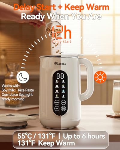 IAGREEA 10-in-1 Nut Milk Maker Machine, 42oz Soy Milk Blender - color: white