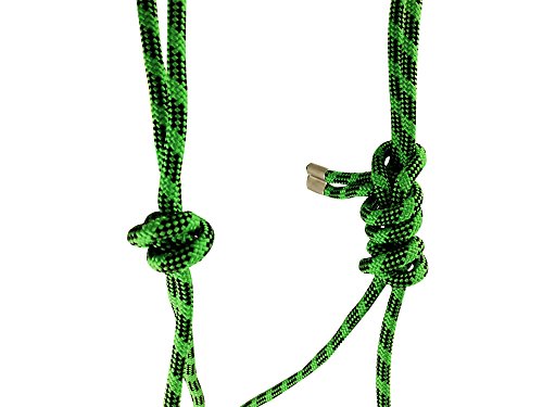 Southwestern Equine Side Pull Rope Halters with Nickle Plated Rings - color: Green/Black
