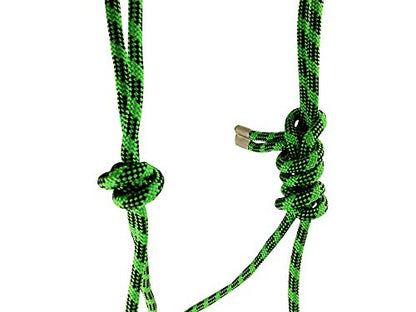 Southwestern Equine Side Pull Rope Halters with Nickle Plated Rings - color: Green/Black
