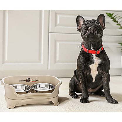 Neater Feeder Express Mess Proof Dog Bowls Elevated for Small Breeds Under 15 Lb, Made in USA, No Spill Raised Dog Food Bowl Stand, Stainless Steel Food and Water Bowl Set, Feeding Station, Almond - color: Almond, size: Small w/ Standard Bowls