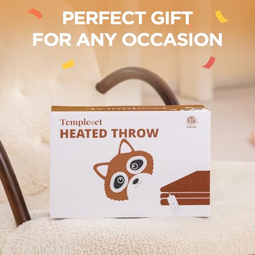Templewet Heated Blanket Throw 50" x 60",Soft Electric Blanket,Brown | Timer Settings,Auto Off,Soft Sherpa Heated Throw Blanket,Machine Washable,Fast Heating for Sofa Bed Office Use,Gifts for Mom - color: Cocoa Brown