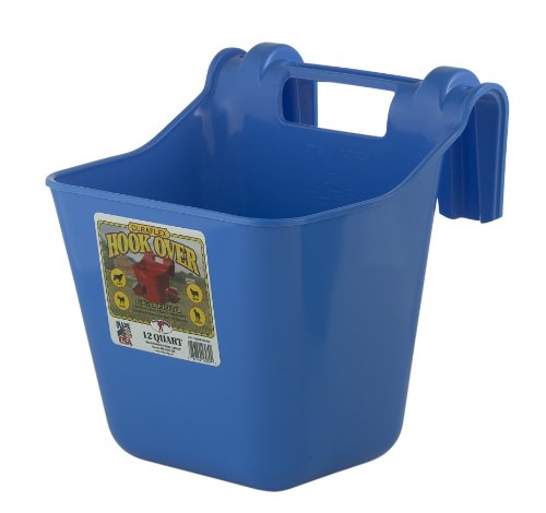 Little Giant® Plastic Hook Over Feeder | Mountable Livestock & Pet Feed Bucket | Horse Feed Bucket | Made in USA | 12 Quarts | Berry Blue - color: Berry Blue, size: 12 Quart