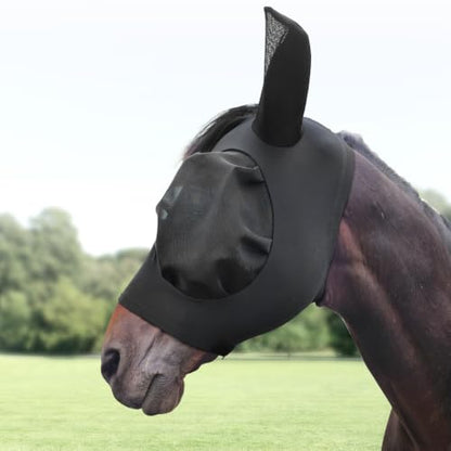 3D Stretch Mesh Horse Fly Mask with Ears (Black, COB) - color: Black, size: COB