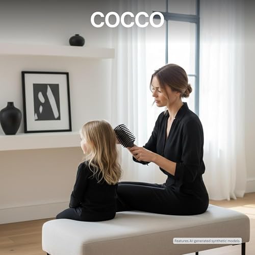 COCCO Aura Vent Boar Brush, Dual-Curved Design for Faster Drying - color: Black