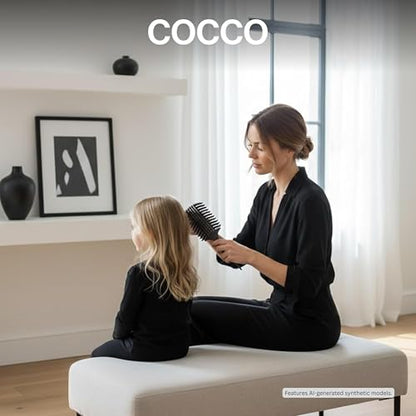 COCCO Aura Vent Boar Brush, Dual-Curved Design for Faster Drying - color: Black