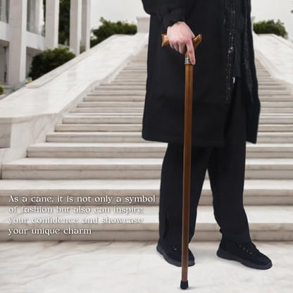 Wooden Walking Cane for Men, Ergonomic Handcrafted Cane, Ash Wood - color: Cane-B Caramel