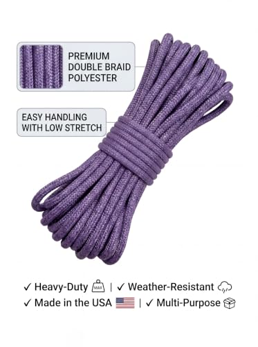 Blue Ox Rope 9/16" Yacht Braid Polyester- Purple Camo, Made in USA, 100 ft | 10,000 lb tensile strength, premium double braid, good for horse making leads, reins, marine use - size: 100 feet