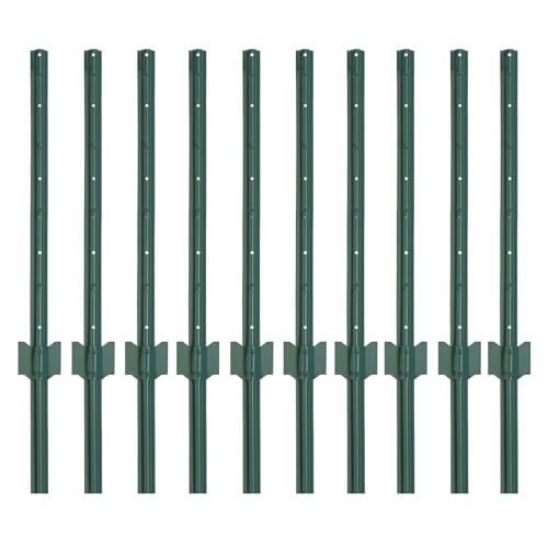 10-Pack 3 Feet Heavy-Duty Metal U Fence Posts for Wire Fencing - size: 3 Feet