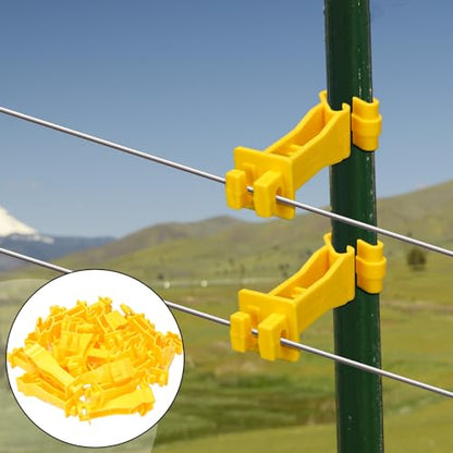 Outus 50pcs Reversed Extender Electric Fence TPost Insulators Snap, Yellow - color: Yellow