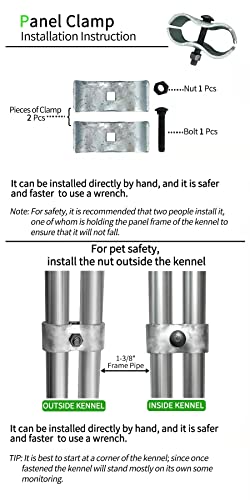HITTITE 8 Set Dog Kennel Panel Clamps, Chain Link Fence Panel Clamps for Round Pipe Panel Frame with 1-3/8"/32mm Diameter, Saddle Clamps for Dog Kennels & Chain Link Fence. - size: 1-3/8"