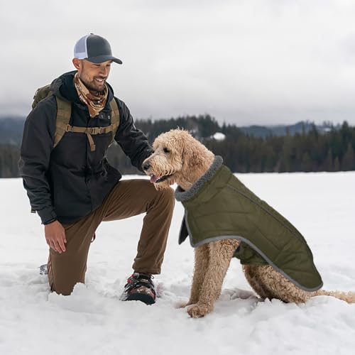 Fragralley Dog Coat Medium, Waterproof Dog Jacket with Warm Fleece Lining, Adjustable Reflective Dogs Winter Coat, Turtleneck Pet Coats for Cold Weather (ArmyGreen M) - color: ArmyGreen, size: Medium