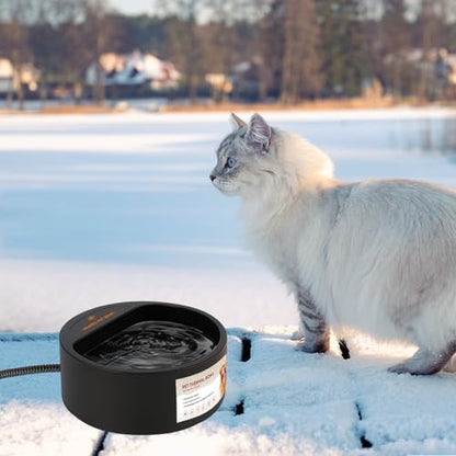 Outdoor Heated Water Bowl for Dogs Cats, 2.2L Winter Heating Dog Water Bowl Smart Thermal for Outdoor Chickens Rabbits Birds, Black - size: 2.2L(Black)
