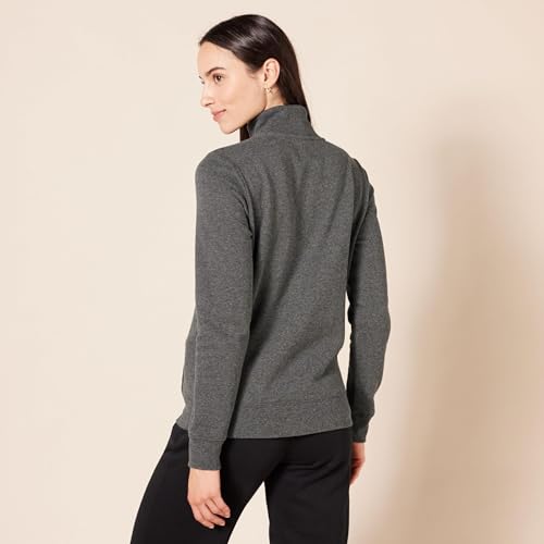 Amazon Essentials Women's Long-Sleeve Fleece Quarter-Zip Pullover Sweatshirt, Kangaroo Pocket (Available in Plus Size) - color: Charcoal Heather, size: Medium