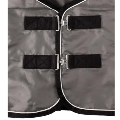 Country Pride 420D Nylon Stable Sheet, Breathable Horse Stall Sheet, Fleece Wither Protection, Adjustable Surcingle & Leg Straps, Lightweight Indoor Horse Blanket, Charcoal Grey with Trim 80 Black