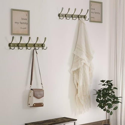 Dseap Wall Mounted Coat Rack - 5 Tri Hooks, Heavy Duty, Stainless Steel, Metal Coat Hook Rail for Coat Hat Towel Purse Robes Mudroom Bathroom Entryway (Bronze, 2 Packs) - color: Bronze, size: L=16" (2 Pcs)