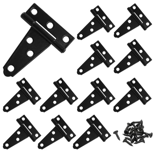 Murtenze 12Pack 2 Inch Black T-Strap Shed Hinge - color: Black, size: 2 Inch - 12Pack