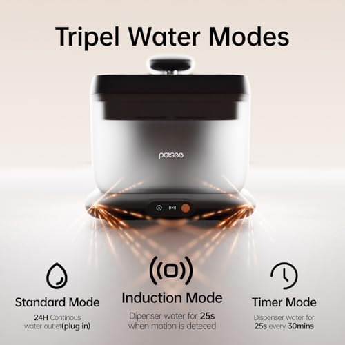 Cordless Cat Water Fountain, Automatic Pet Water Fountain Battery Operated, 4.5L with Stainless Steel Tray for Cats Dogs Multiple Pets Indoor, Wireless Water Pump and Ultra-Quiet S7 Air Grey