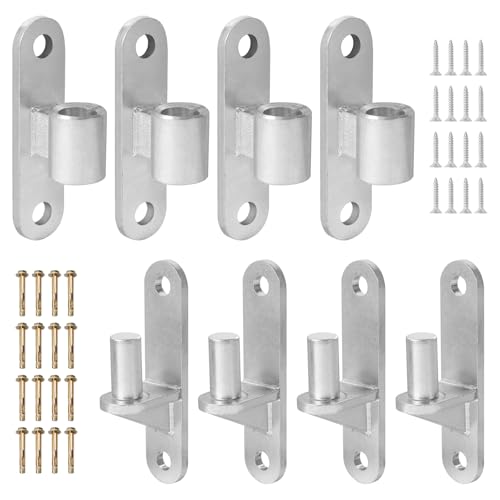 4 Set Heavy Duty Gate Hinges, Wall Mount Gate Hinges 5/8'' Pin Fence Post Hinge Set for Wooden or Concrete Fence Gate (Silver, Screws Included) - color: Silver-4 Pairs