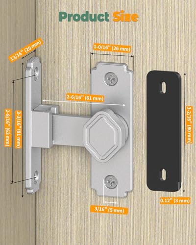 90 Degree Barn Door Lock, Sliding Door Latch, Silver, 1 Pack - color: Silver-1PC