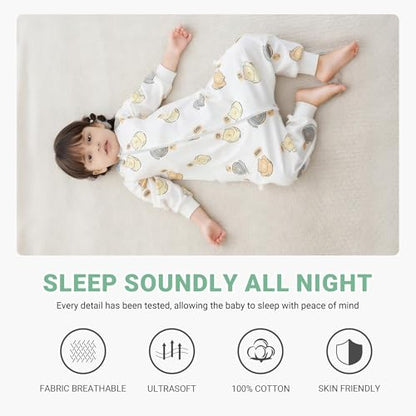 MICHLEY Baby Sleeping Sack with Legs Cotton Long Sleeve Toddler Wearable Blanket Sleeping Bag 6 Months-6 Years - color: White Bear, size: 6-18 Months