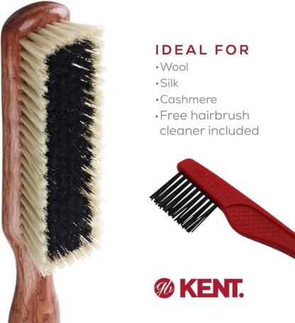 Kent CP6 Clothes Brush. Cashmere Care Dark Wood with Black & White Boar Bristle, Lint Remover for Wool and Silk for Keeping Delicate Fabrics Free from Fibres, Fluff and Pet Hair. Made in England - style: CP6