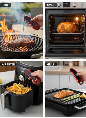0.5 Sec Instant Read Meat Thermometer Digital with Auto-Rotating Large LCD Display & Motion Sensing, ±0.5°F Accuracy, IP67 Waterproof Food Thermometer for Cooking BBQ Grill Smoker Candy