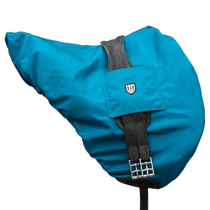 Harrison Howard Premium English Saddle Cover, Waterproof & Breathable Fleece-Lined Protective Saddle Cover - color: Azure Blue, size: Dressage-One Size