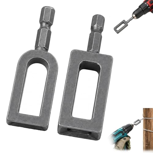2 Pcs Electric Drill Wire Twisting Tool for Drill, Multifunctional Iron Wire Twister/Knotter with 1/4" Hex Shank, for Fencing, Rebar Tying, and Construction, Alloy Steel