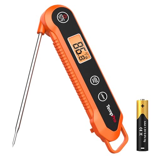TempPro TempSwift 1 Sec Meat Thermometer Digital for Kitchen Cooking Food - color: Orange