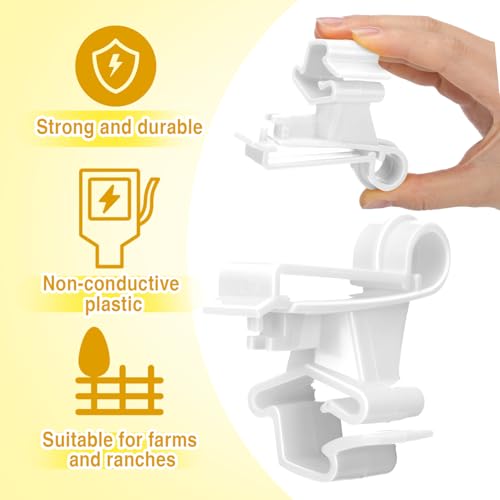 Chunful 200 Pcs T-Post Poly Tape Insulator Large Snap T-Post Holding Electric Fence Insulator for Farm Fence (White) - color: White